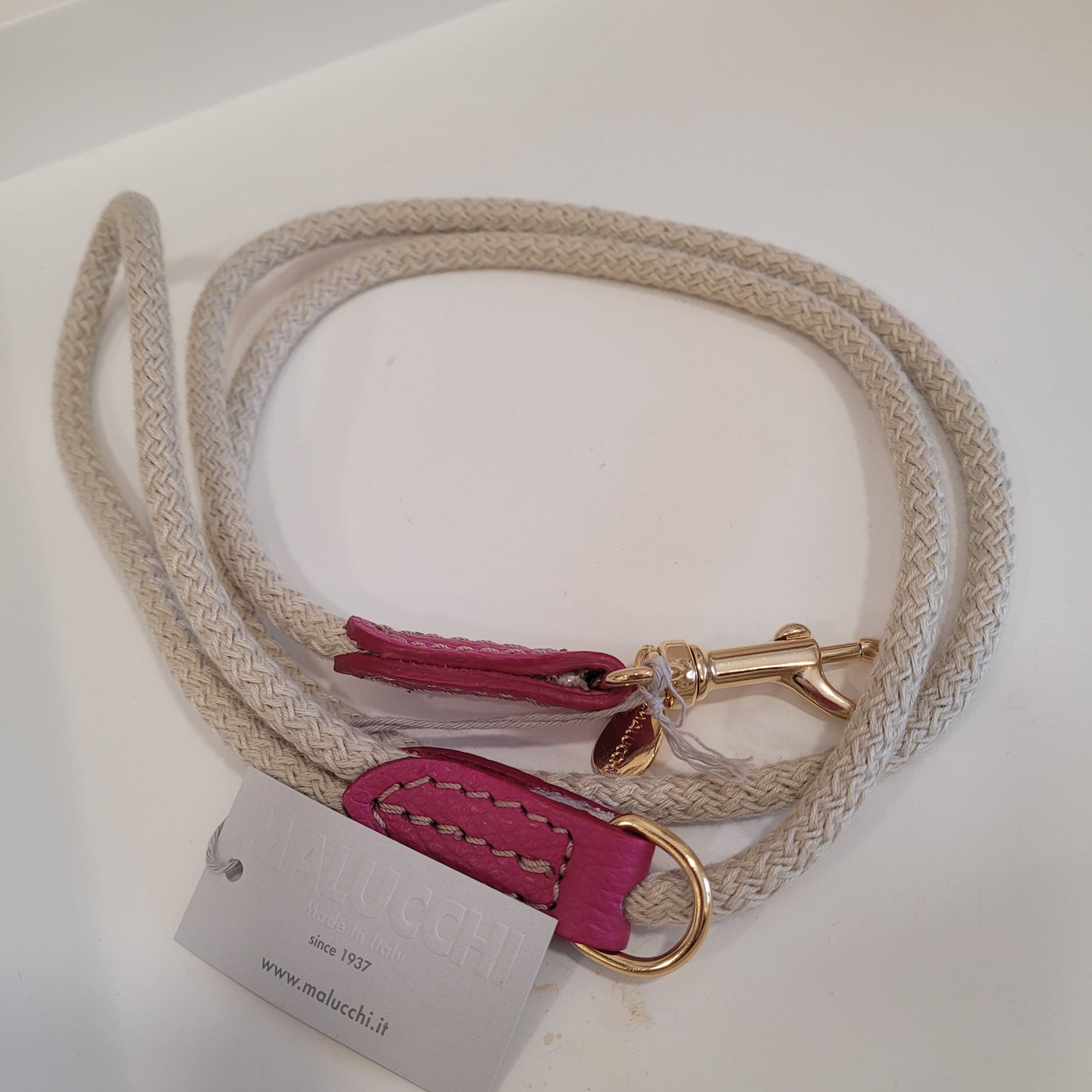 Guinzaglio panna/Fuchsia