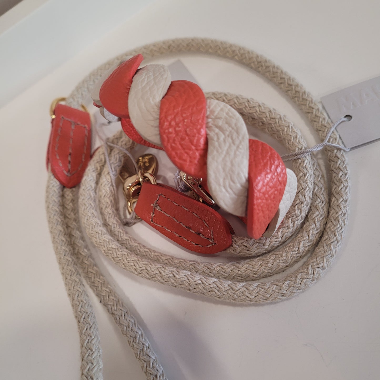 Set collare più guinzaglio burro/coral