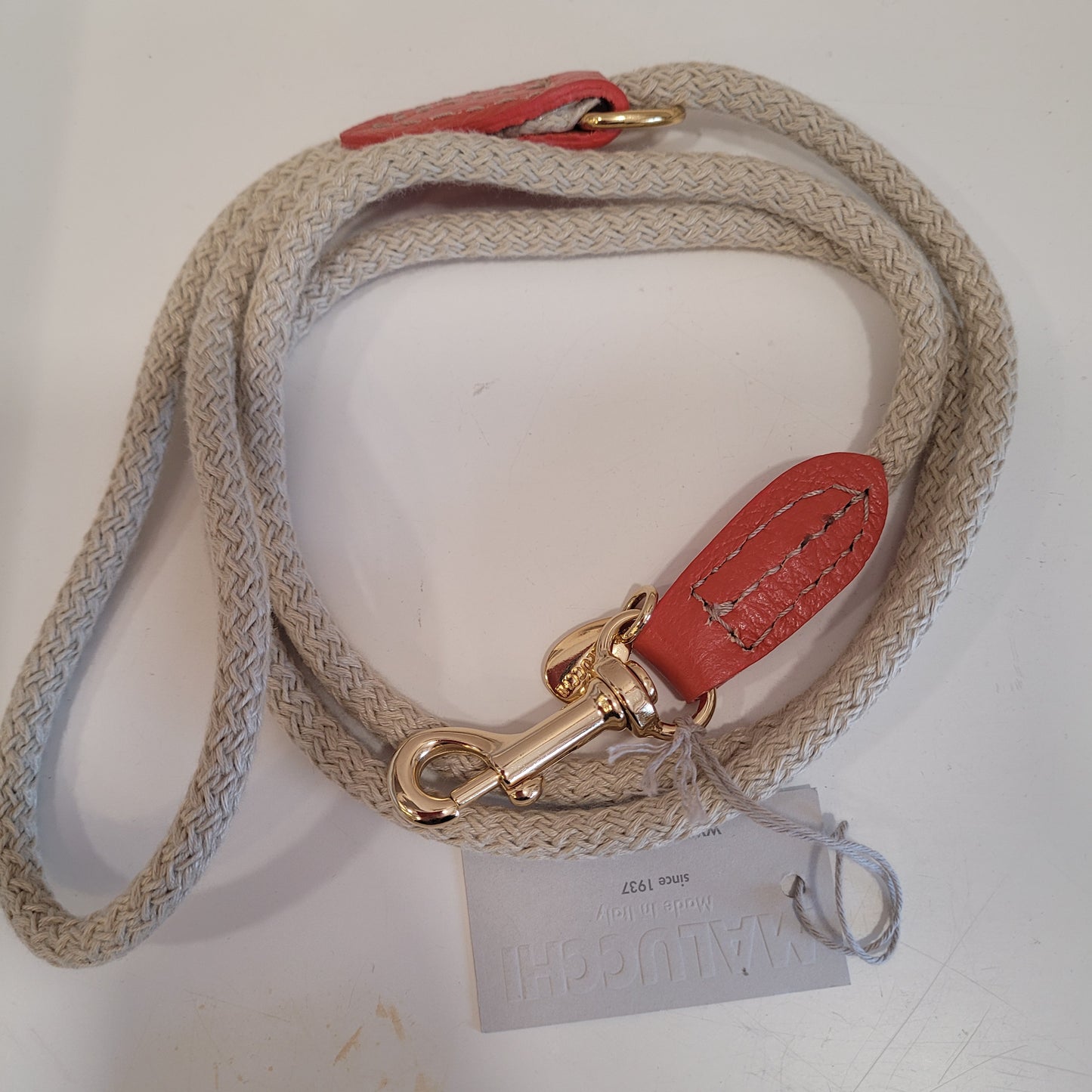 Guinzaglio cotone panna/coral