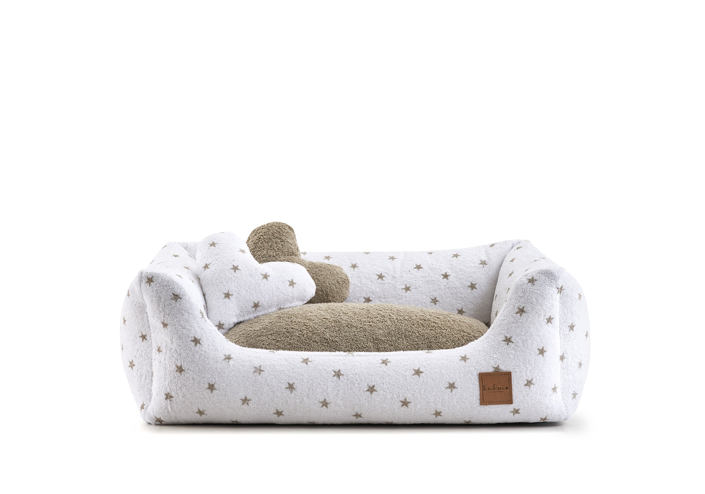 Bau Barù Dog Bed Impero I Love Beige Stars