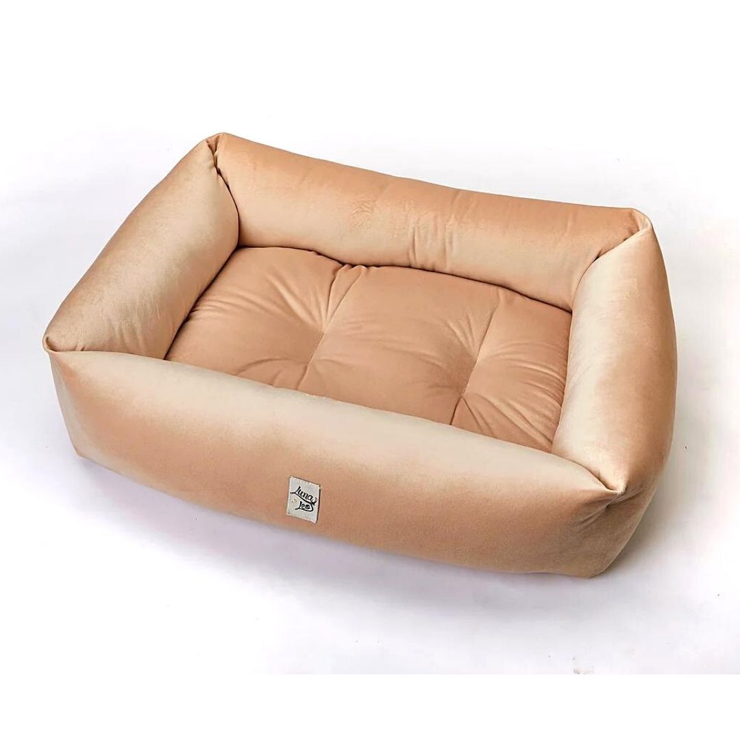 Beige Rust Velvet Sofa