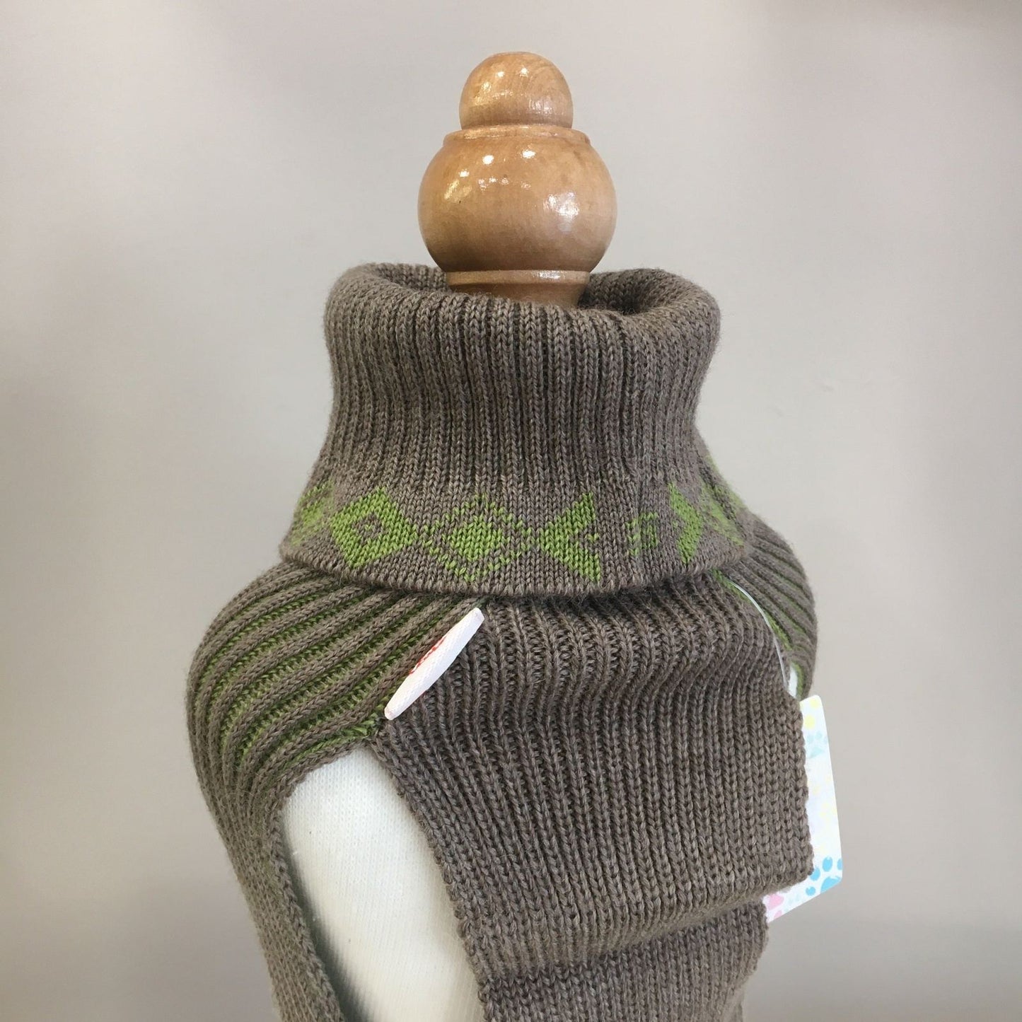 Dove Grey and Green Wool Tubular Sweater