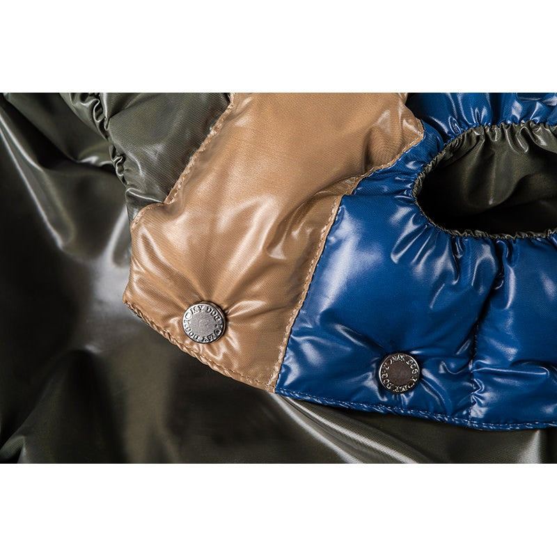 Piumino Tricolore Verde Blu e Beige