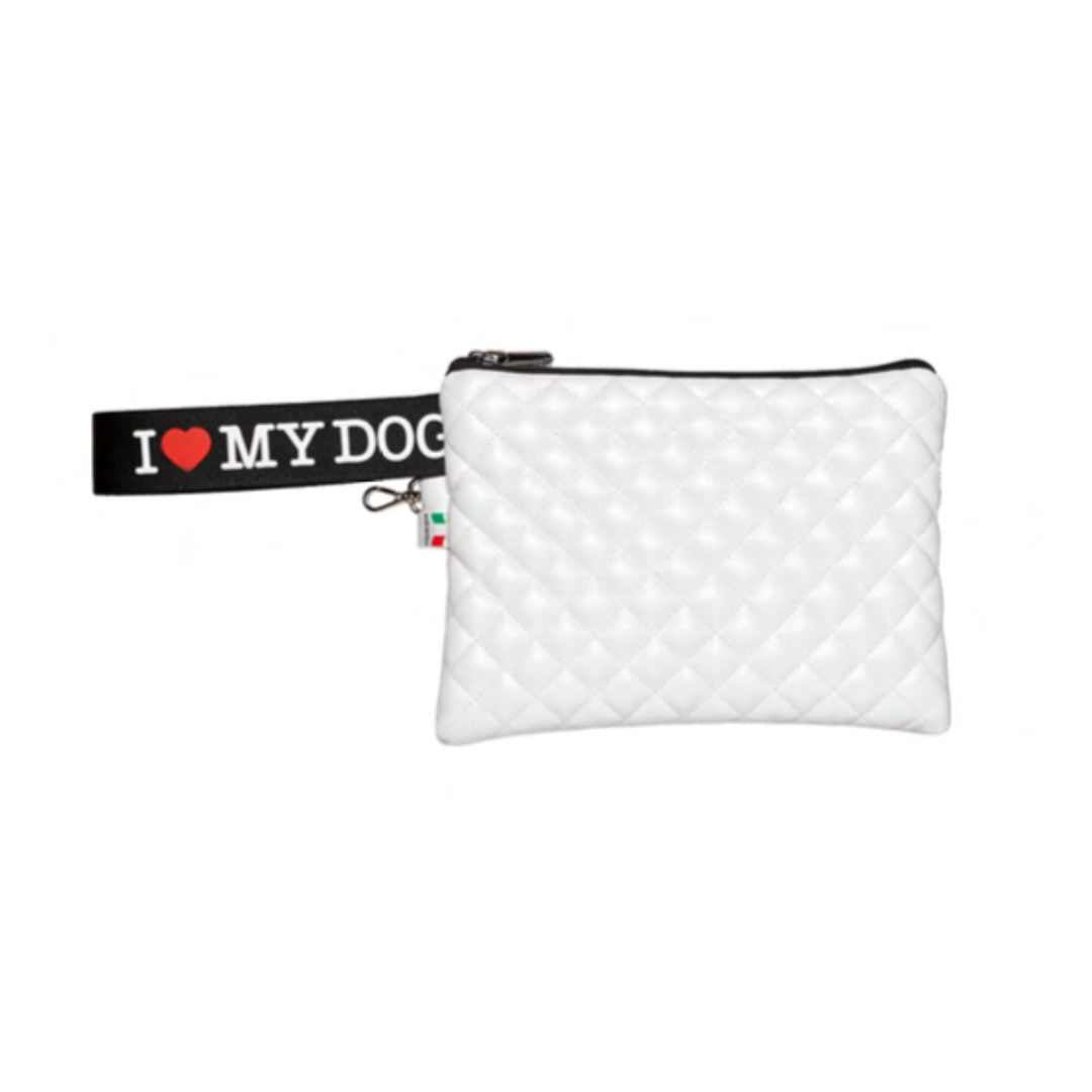 Pochette I Love My Dog in Ecopelle Bianco