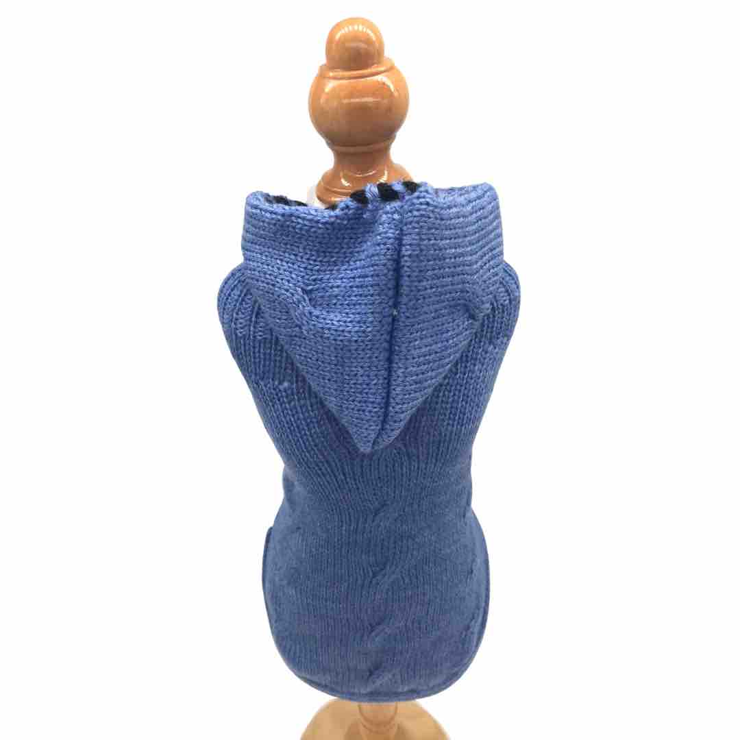 Hooded Pullover with Braids Light Blue