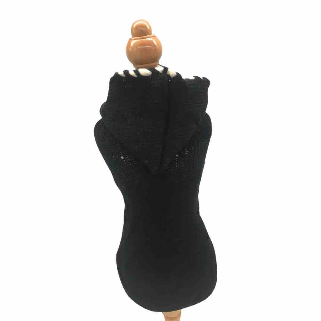 Maglione Trecce Nero con cappuccio