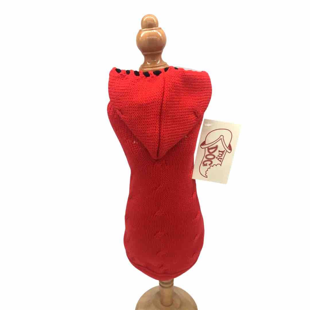 Maglione Trecce Rosso con cappuccio