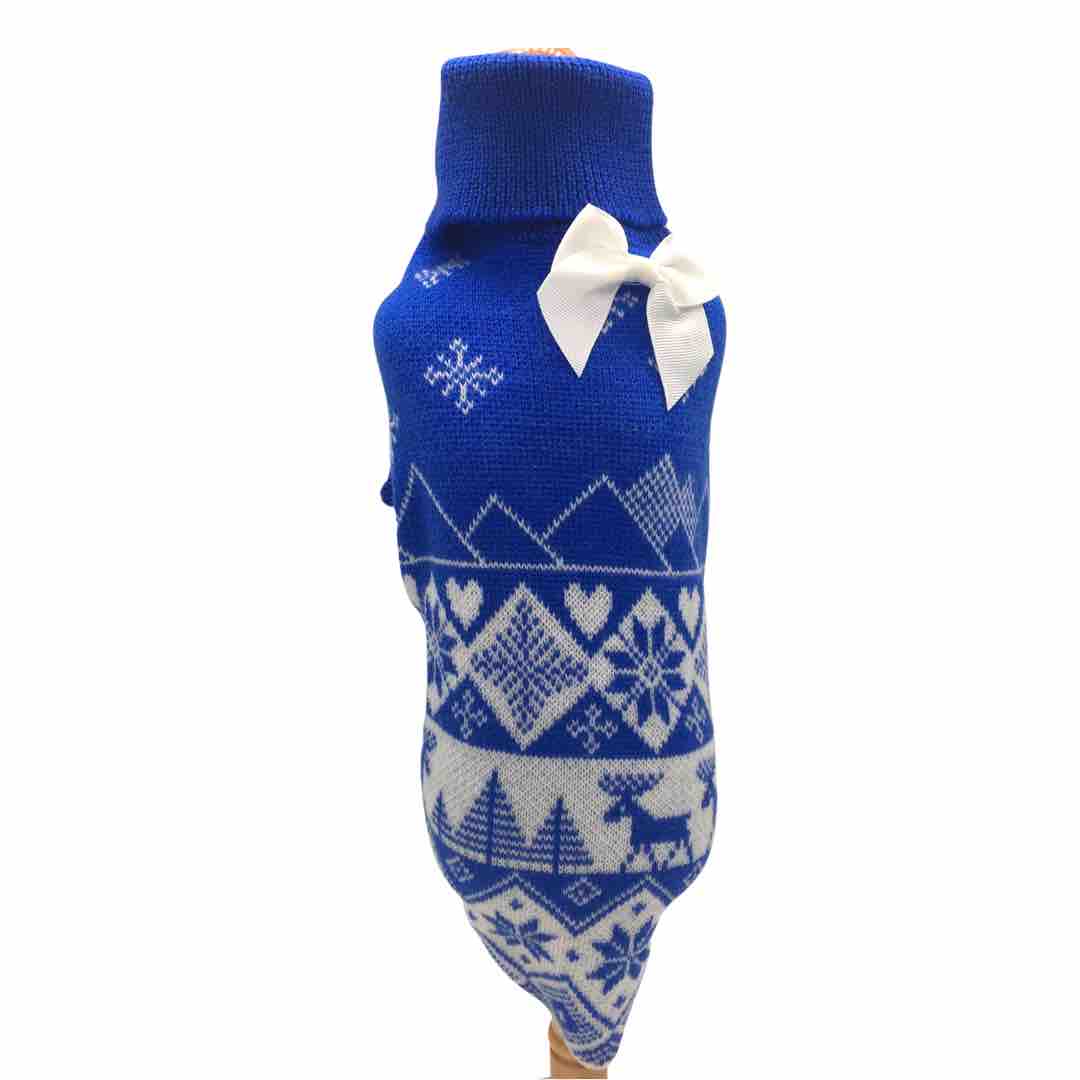 Pull à col roulé hiver en laine mérinos bleu