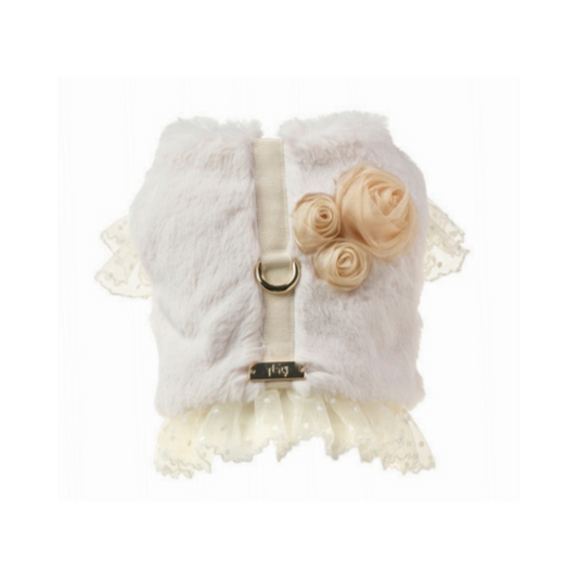 Elegant White Fur tailoring harness