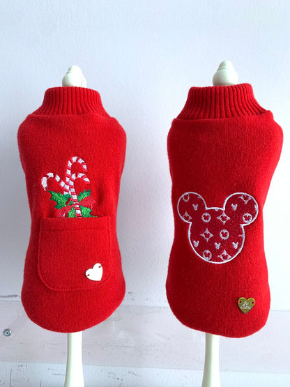 Red Candy Cane Wool Christmas Sweater