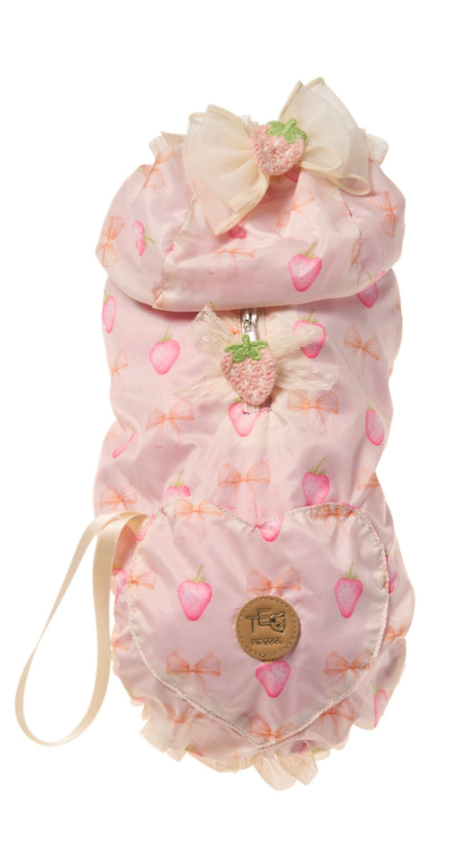 Pink strawberry reversible raincoat