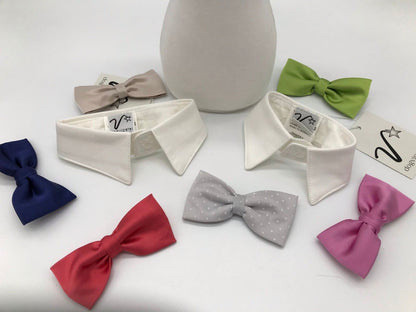 White collar with bow tie