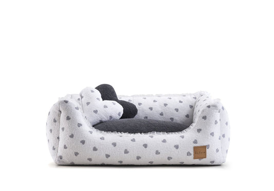 Bau Baru Dog Bed I Love Gray Heart