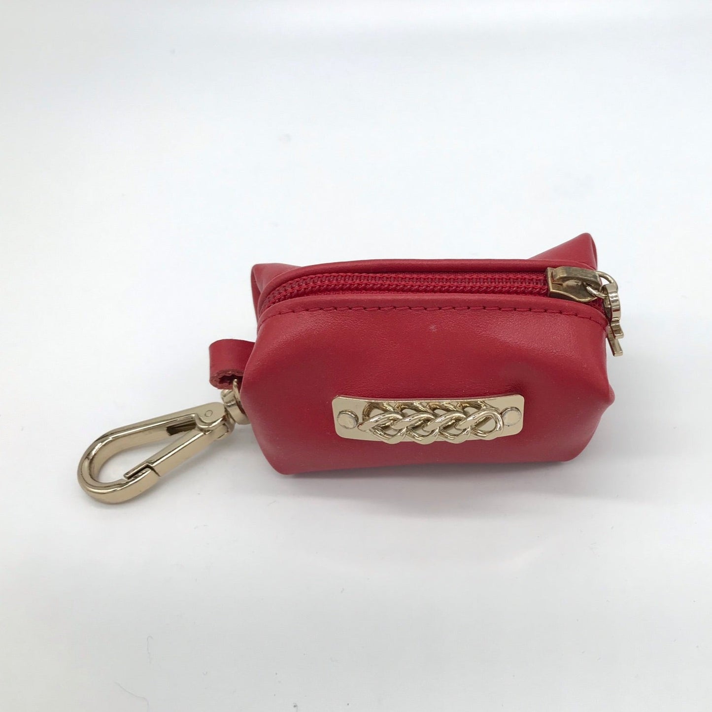 Leather pouch holder with golden chain Lipstick