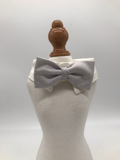 White collar with bow tie