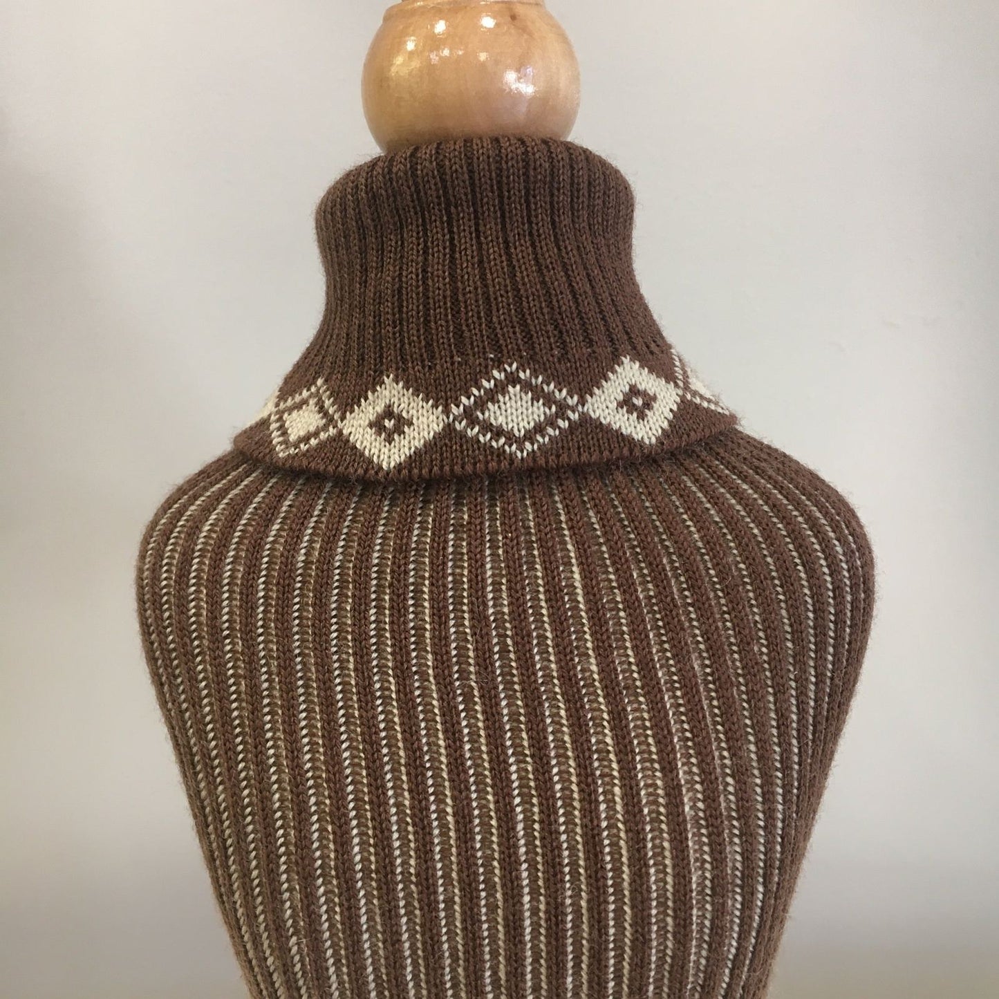 Brown and Beige Wool Tubular Sweater