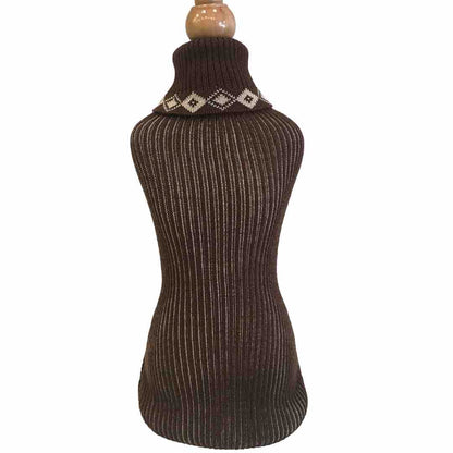 Brown and Beige Wool Tubular Sweater