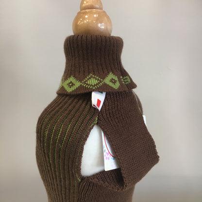 Brown and Green Wool Tubular Sweater