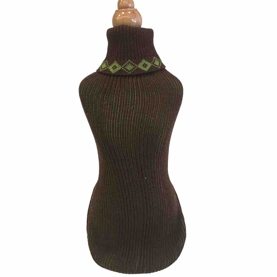 Brown and Green Wool Tubular Sweater