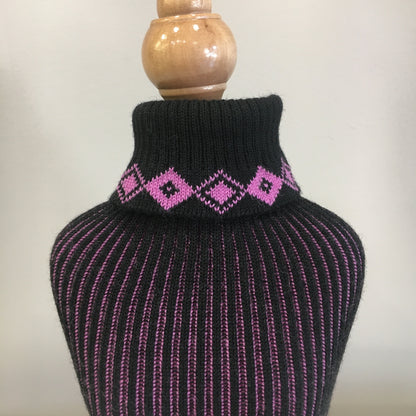 Black and Pink Wool Tubular Sweater