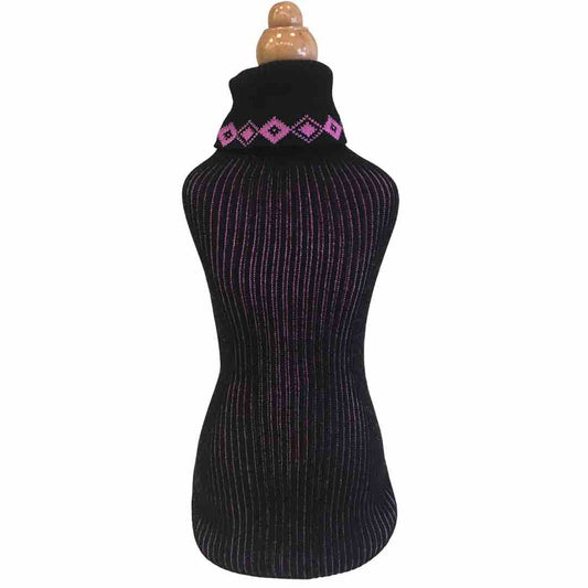 Black and Pink Wool Tubular Sweater