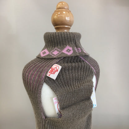 Dove Grey and Pink Wool Tubular Sweater