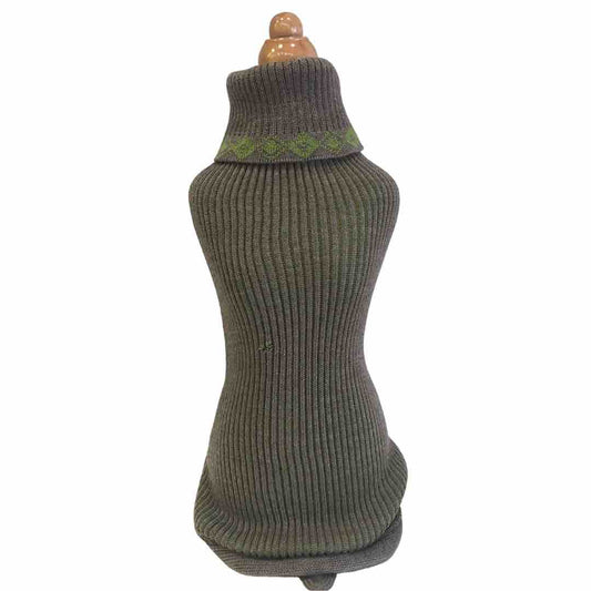 Dove Grey and Green Wool Tubular Sweater