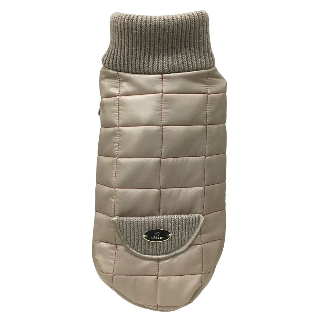 Sleeveless Down Jacket with Wool and Cashmere Beige Taupe